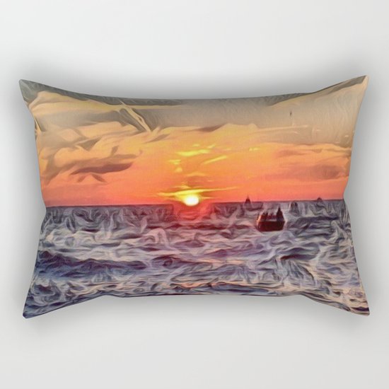 Lake Michigan Romantic Sunset Rectangular Pillow