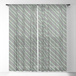 [ Thumbnail: Dim Gray and Dark Sea Green Colored Pattern of Stripes Sheer Curtain ]