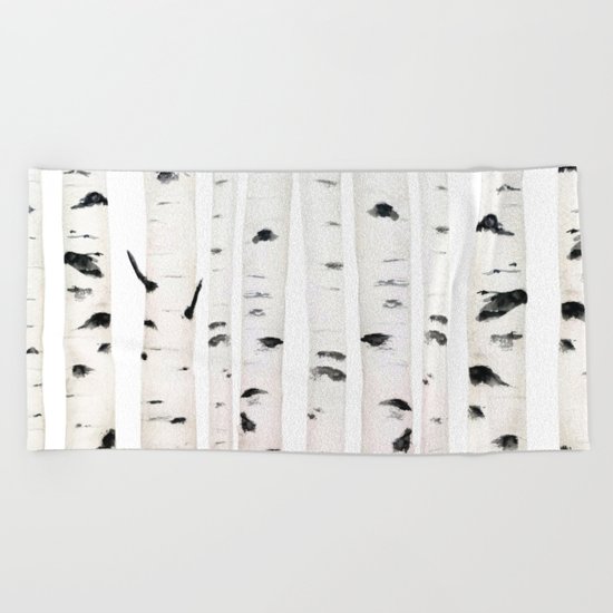 birch horizontal Beach Towel
