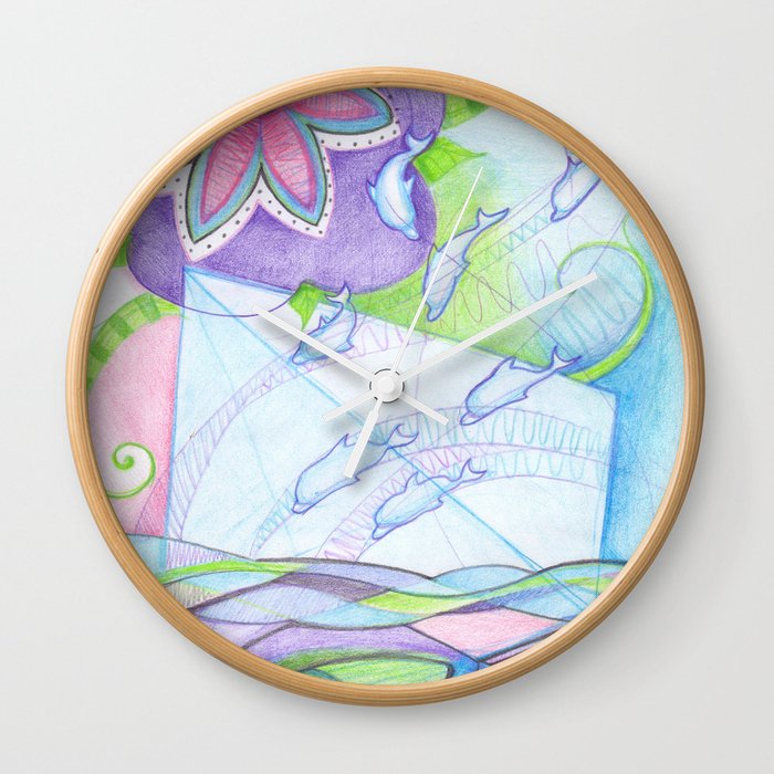 space dolphins Wall Clock