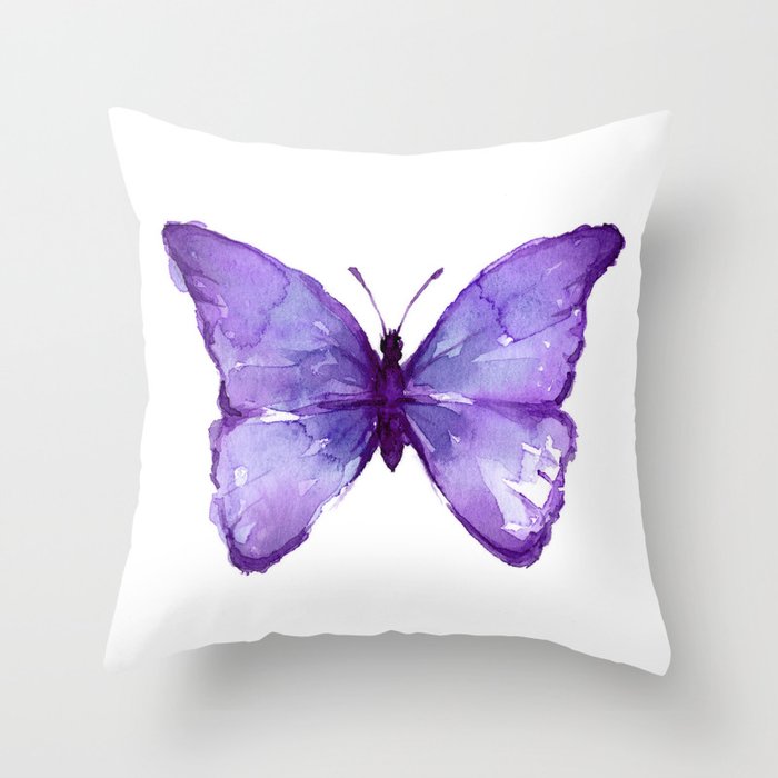 Purple Butterfly Throw Pillow