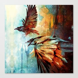 Crows in Flight Canvas Print