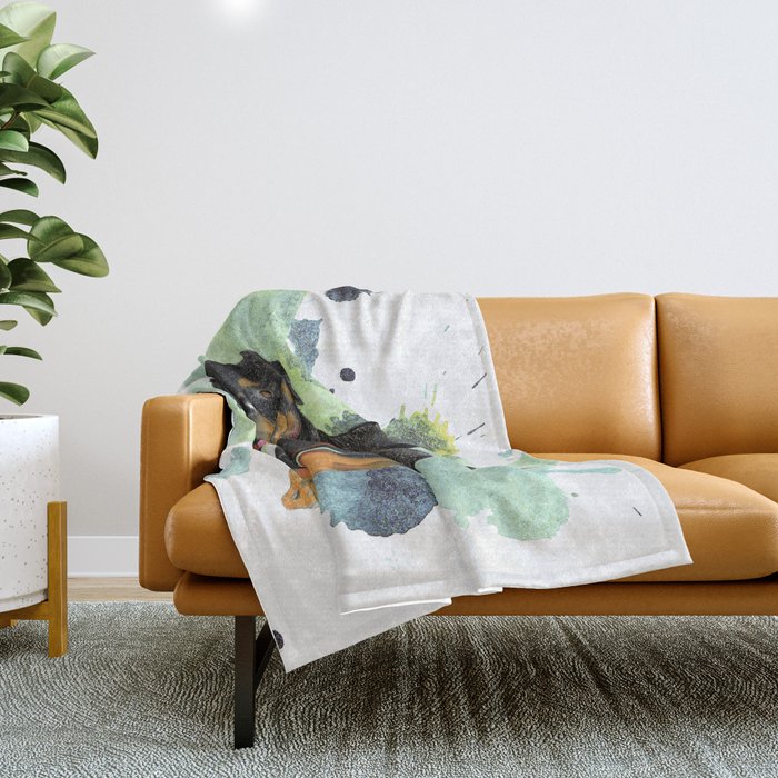 Rottweiler happy Throw Blanket