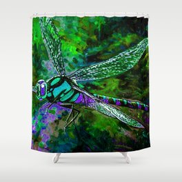 Barry Nehr - Blue Green Dragonfly Shower Curtain