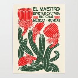Vintage Cactus Design - El Maestro National Culture Magazine Poster