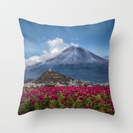 Popocatepetl Volcano Puebla Mexico Throw Pillow