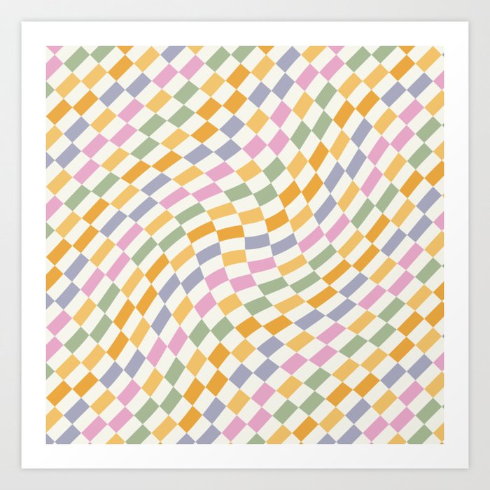 Tilted Pastel Checkered Pattern Art Print