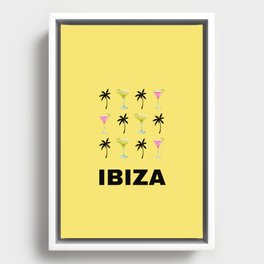 Ibiza Retro Art Decor Vacations Illustration Pastel Yellow Art Modern Boho Decor Framed Canvas
