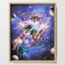 Space Cat With Lasers Glasses Serving Tray