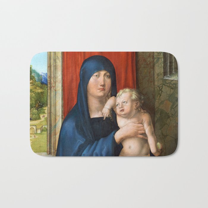 Madonna and Child, 1496-1499 by Albrecht Durer Bath Mat