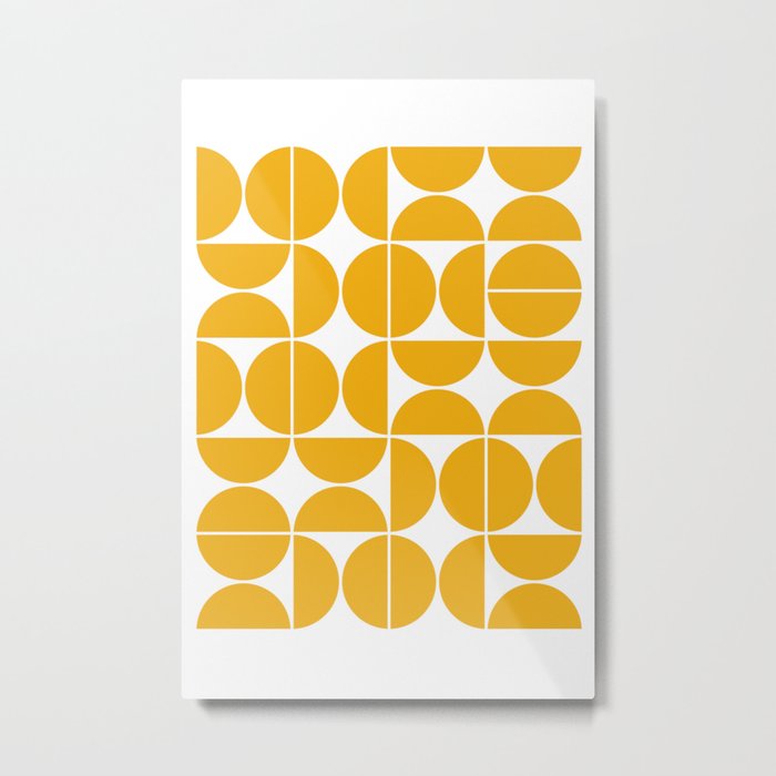 Mid Century Modern Geometric 04 Yellow Metal Print