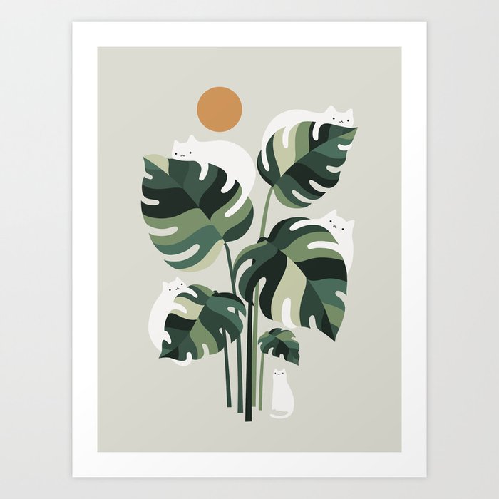 Cat and Plant 11 Art Print