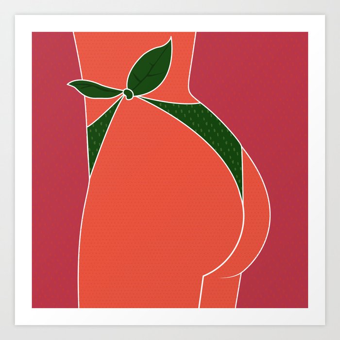Just Peachy - Fun, Summer, Cute, Peach, Fresh, Butt Art Print