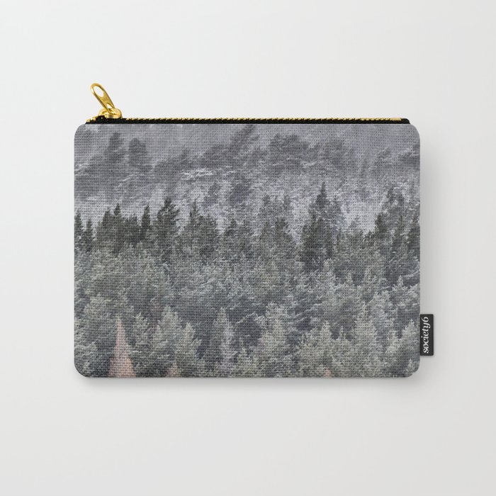Scottish Highlands Spring Pine Forest Snow Fall in I Art Carry-All Pouch