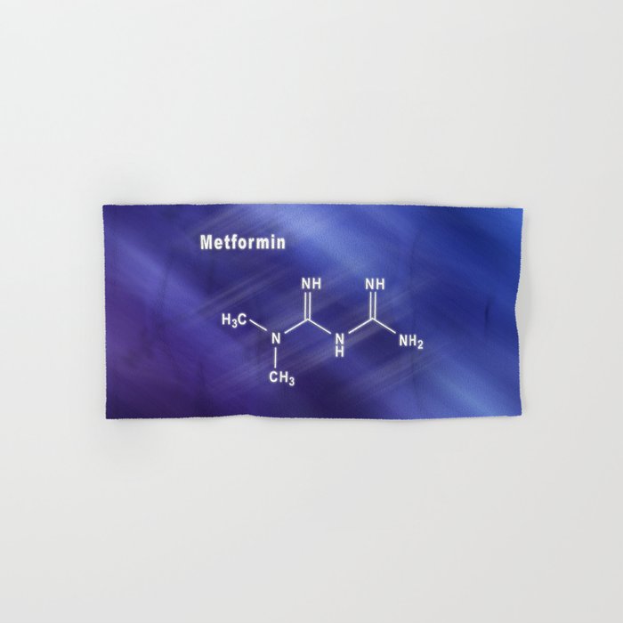 Metformin diabetes drug, Structural chemical formula Hand & Bath Towel