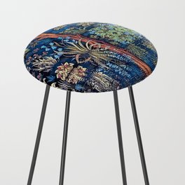 Tree of Life reflecting water of garden lily pond twilight blue nature landscape painting Counter Stool