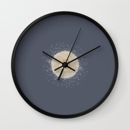 Watercolor Seashell and Sand Circle on Dark Gray Wall Clock