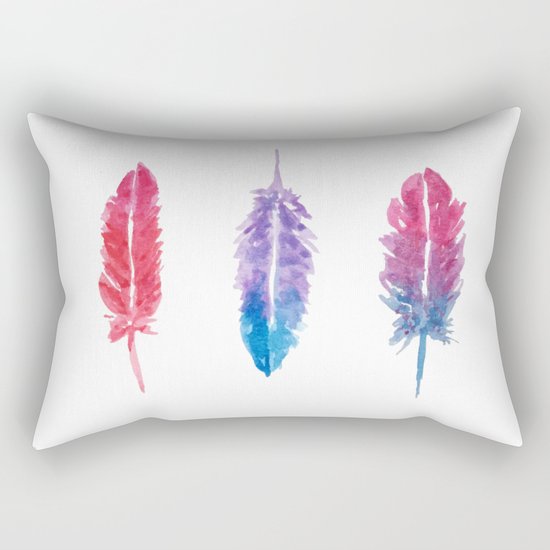 Watercolor Feathers Rectangular Pillow