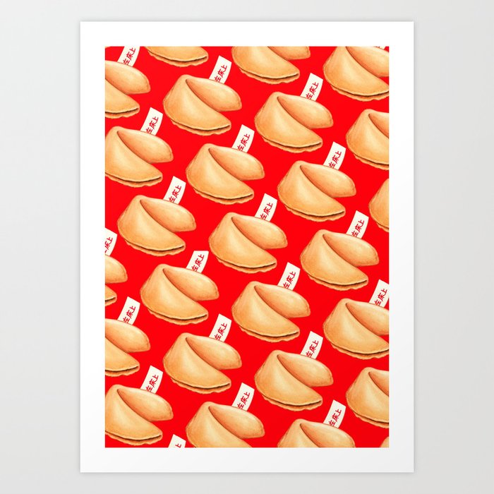 Fortune Cookie Pattern - Red Art Print