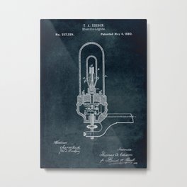 1880 Electric Light Thomas A Edison patent art Metal Print