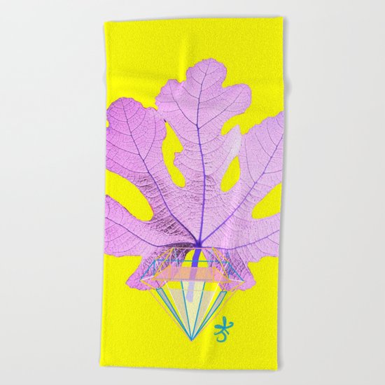 Fig Leaf Diamond Christmas Yellow Golden Beach Towel