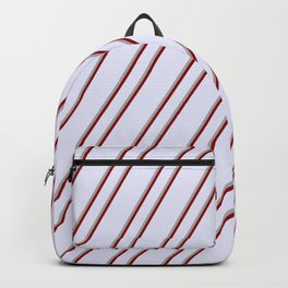 [ Thumbnail: Lavender, Dark Grey, and Dark Red Colored Lines Pattern Backpack ]