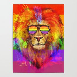 Rainbow Lion Pride Poster