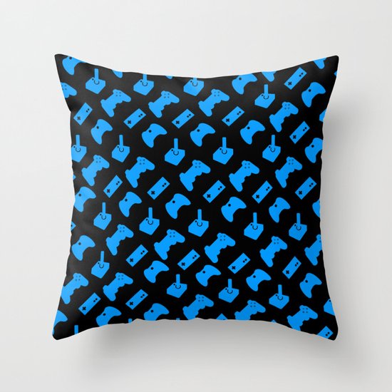 Gamer - Aqua on Black Throw Pillow by C. Wie Design Society6