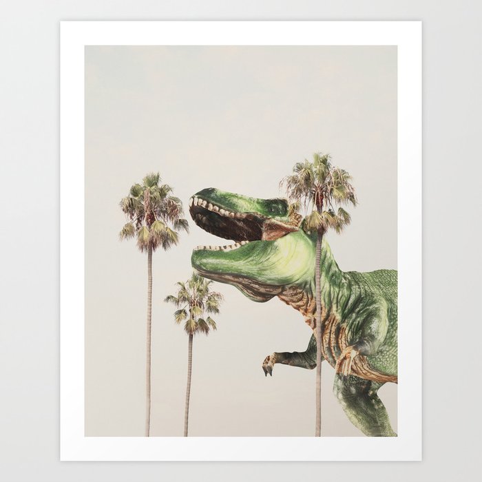 Dinosaur on the beach Art Print