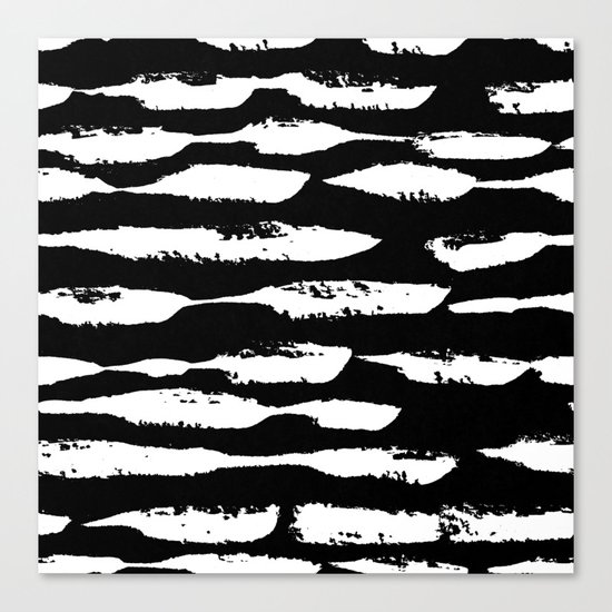 Paint Swipe White on Black Canvas Print