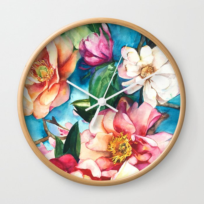 Tropical Floral I Wall Clock