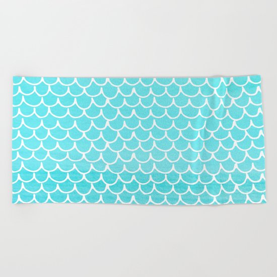 Let´s be mermaids- Aqua Mermaidscales - into the Sea- on #Society6 Beach Towel