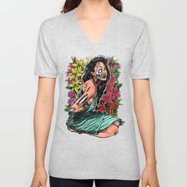 BEAUTIFUL AND FLOWERS V Neck T Shirt