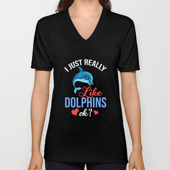Dolphin Trainer Animal Lover Funny Cute V Neck T Shirt