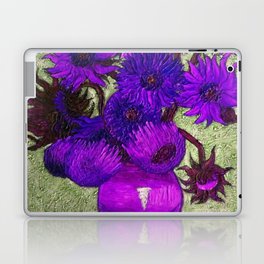 Vincent van Gogh Twelve purple sunflowers in a vase still life blue-gray background portrait painting Laptop Skin