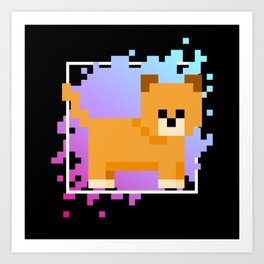 Dog Pixel Gaming Games Art Retro Art Print