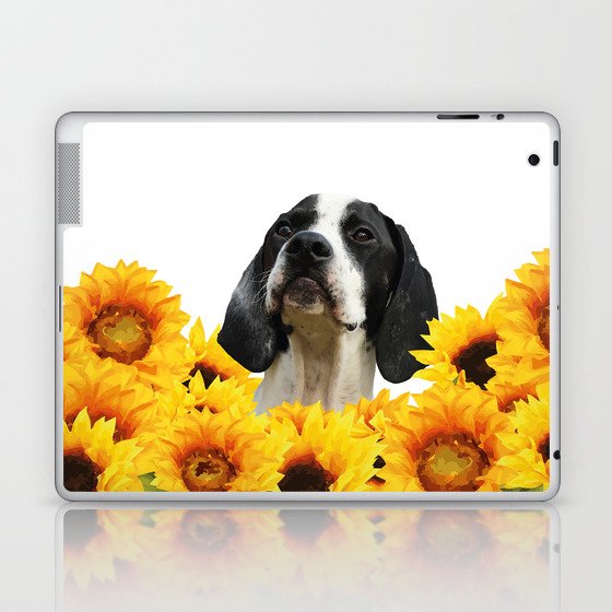 Pointer Dog Sunflower Field Laptop & iPad Skin