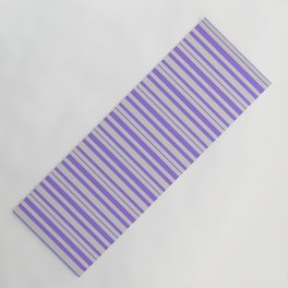 [ Thumbnail: Light Gray & Purple Colored Lines Pattern Yoga Mat ]