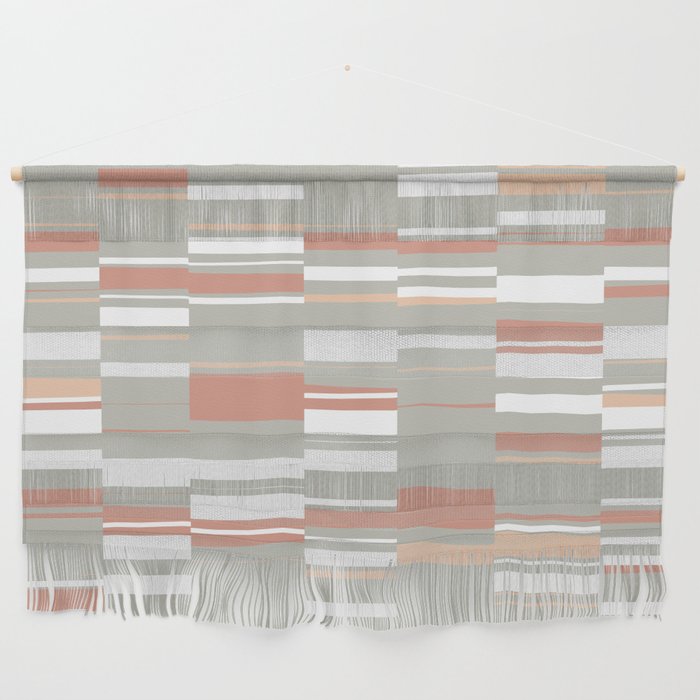 Mosaic Neutrals | Organic Rectangles in Sage, Brick, Peach and White Wall Hanging