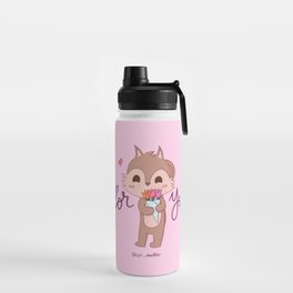 Get well soon | Flowers for you | Cute cartoon squirrel Water Bottle