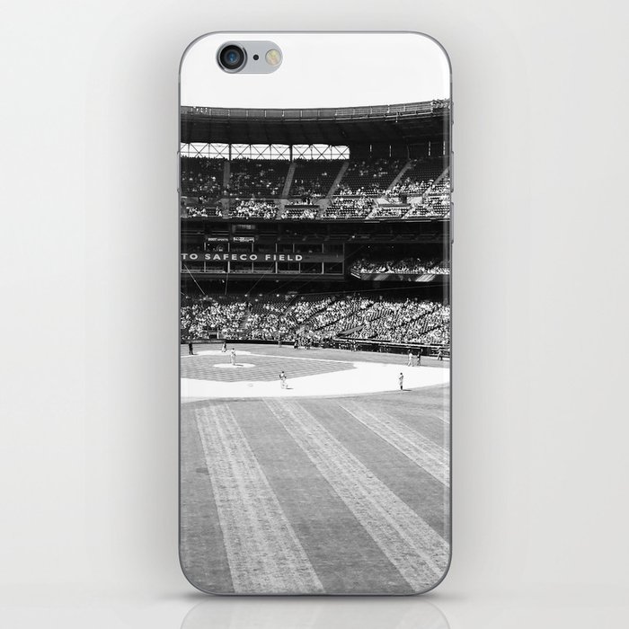 Safeco Field in Seattle Washington - Mariners baseball stadium in black and white iPhone Skin