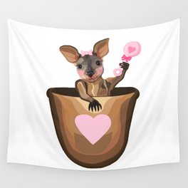 Baby Girl Kangaroo Joey in Pouch  Wall Tapestry
