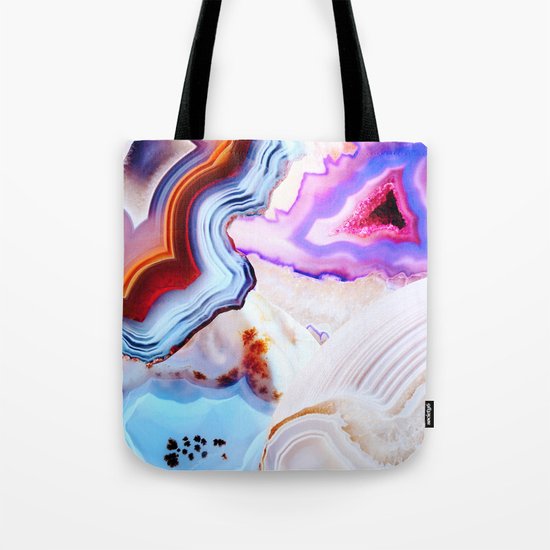 Agate, a vivid Metamorphic rock on Fire Tote Bag