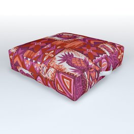 Pomaika’i Tiki Hawaiian Vintage Tapa -Fuchsia Outdoor Floor Cushion