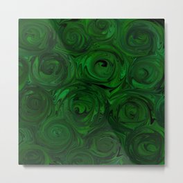 Emerald Green Roses Metal Print | Swirl, Green, Spiral, Emerald, Roses, Oil, Monochrome, Forestgreen, Paint, Black 