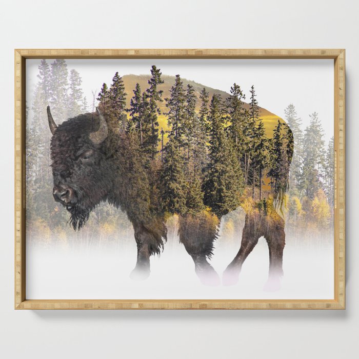 American Buffalo Bison with Forest Serving Tray