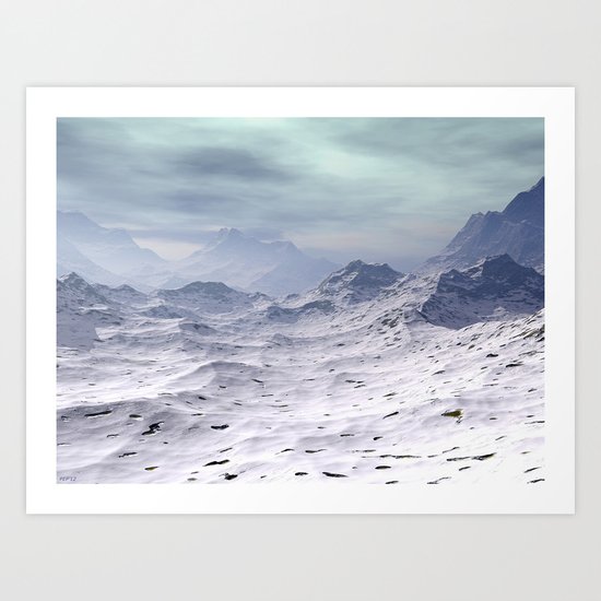 Snow Covered Mountains Art Print