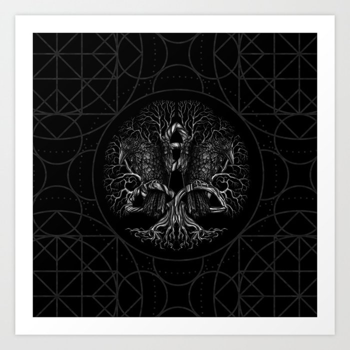 Tree of life -Yggdrasil with ravens Art Print