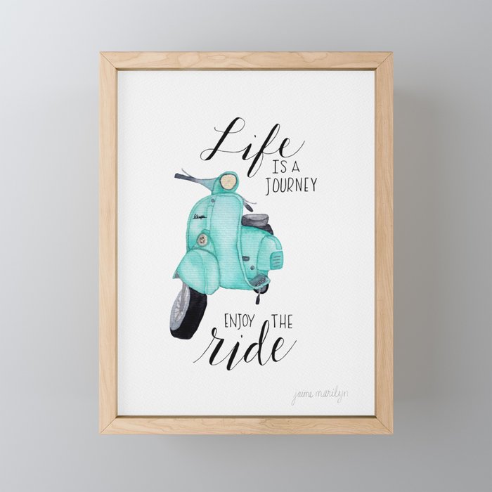 Enjoy the Ride - Vespa Framed Mini Art Print