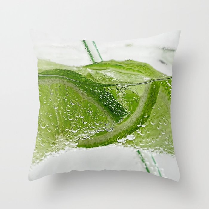 Green Limes In Soda Throw Pillow